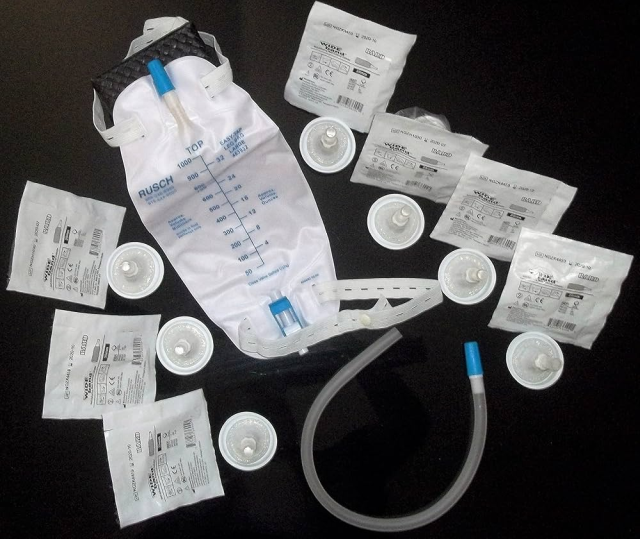 Urological supplies including catheters, insertion kits, and drainage bags